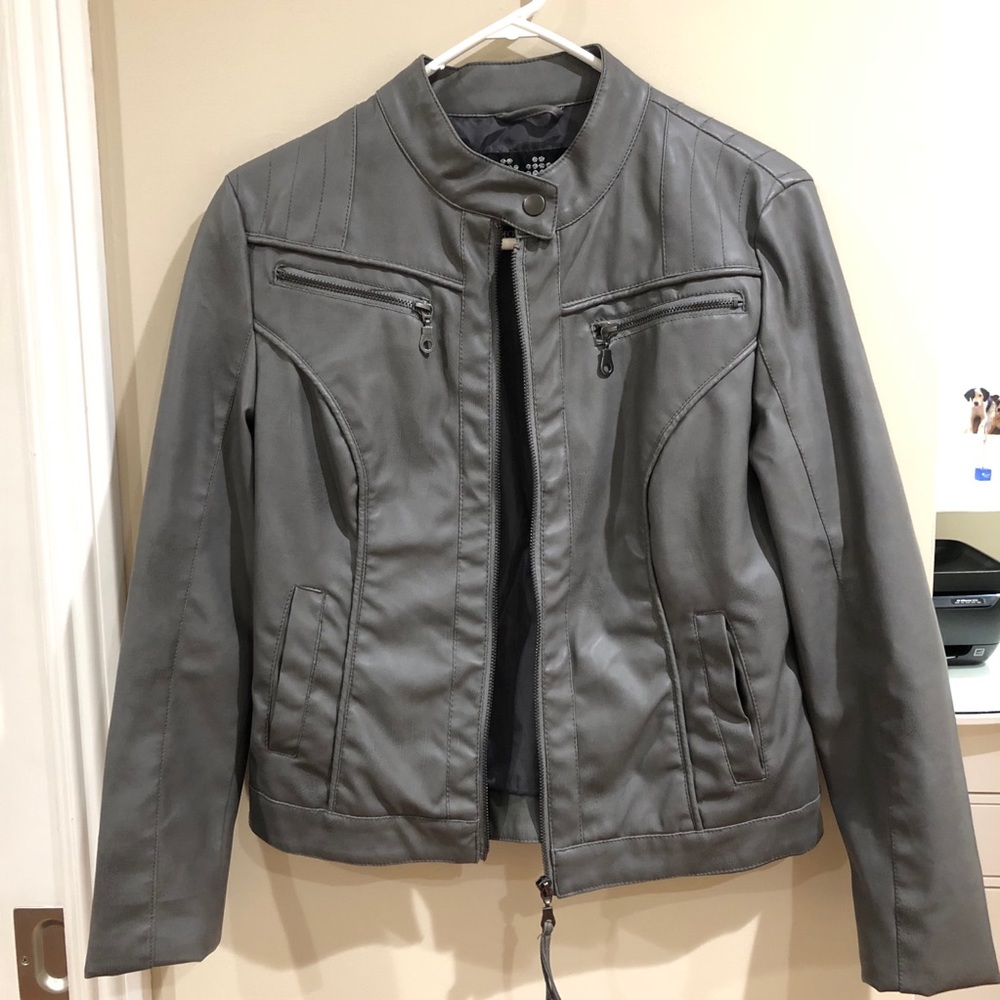 Grey leather jacket